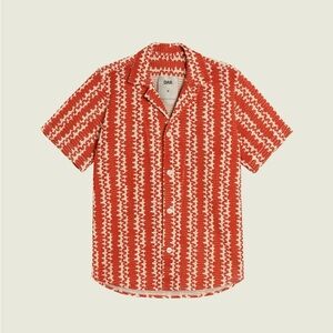 OAS Red Scribble Cuba Net Shirt Medium MSRP $148 100% Cotton MiPortugal NWT
